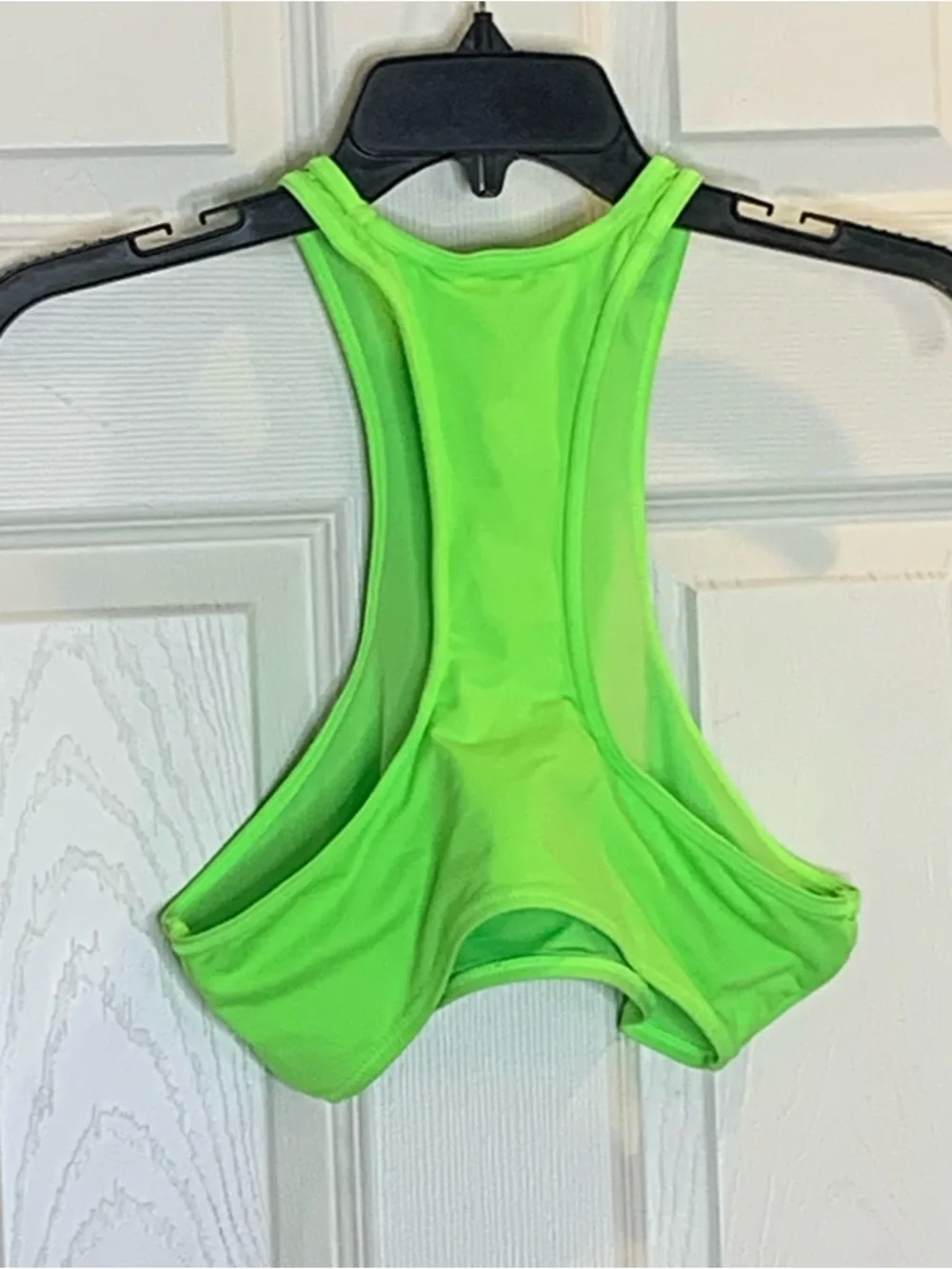 SKIMS Signature Swim High Neck Racer Top Size Large Neon Green
